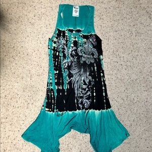 Green & Black Rhinestone Fleur de Lis Dress